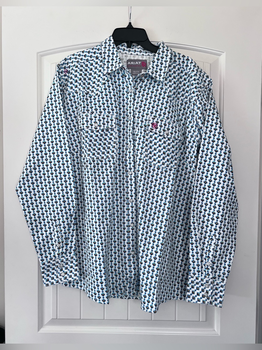 Ariat FR Shirt Womens XXL White Aztec Flame Resistant CAT 2 Pearl Snaps Western